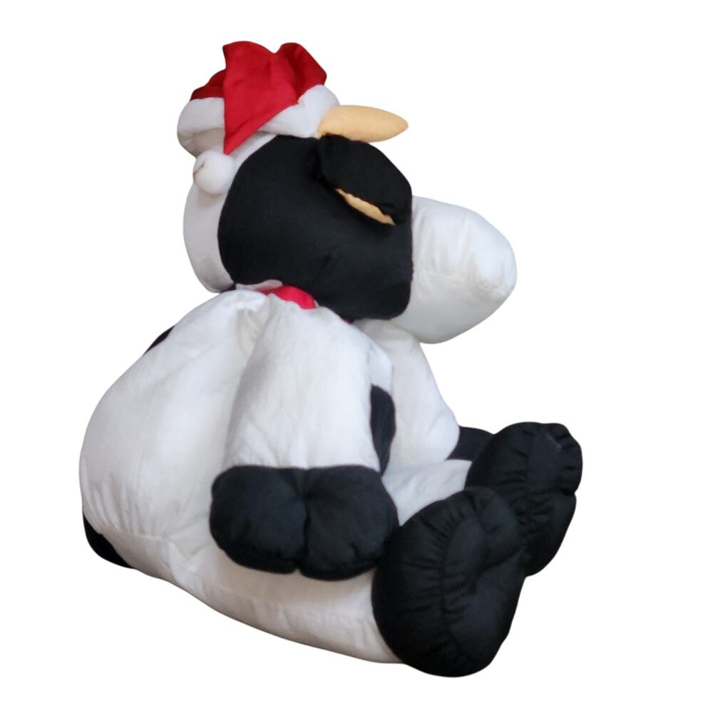 Vintage 90s Carlton Cards Heartwarmers Holiday Christmas Cow Plush • Giant 23” - Picture 5 of 11